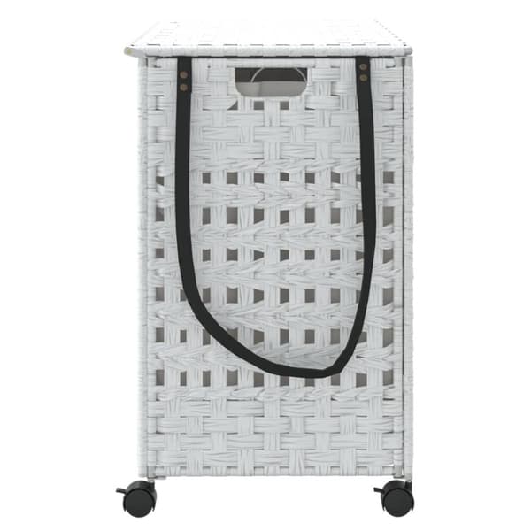 vidaXL Tvättkorg med hjul vit 66x35x60 cm rotting