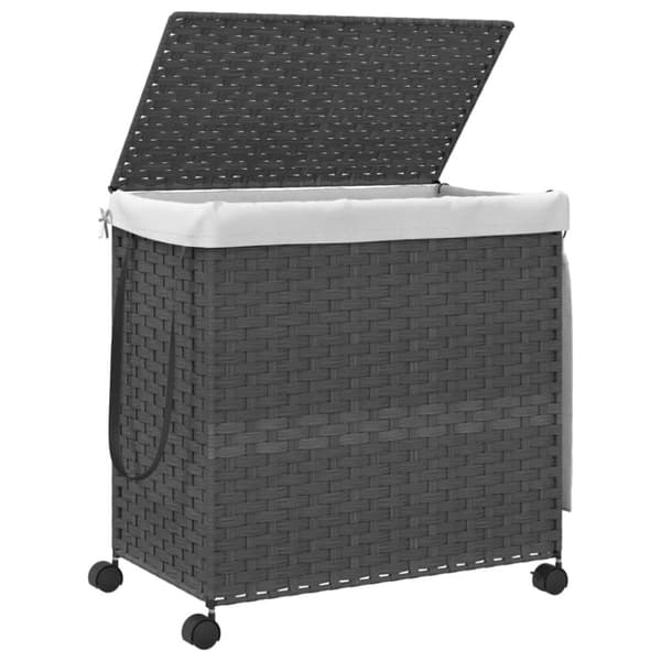 vidaXL vasketøjskurv med hjul 60x35x60,5 cm rattan grå