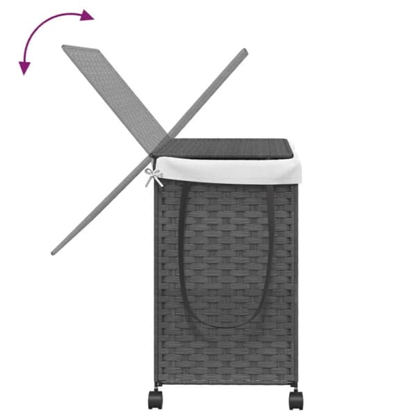 vidaXL vasketøjskurv med hjul 60x35x60,5 cm rattan grå