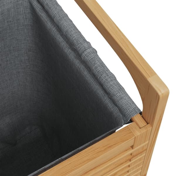 vidaXL vasketøjskurv med grå pose 32x30x36,5 cm bambus