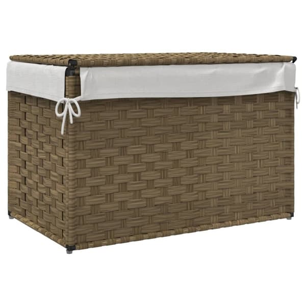vidaXL Tvättkorg med lock 55,5x35x34 cm konstrotting