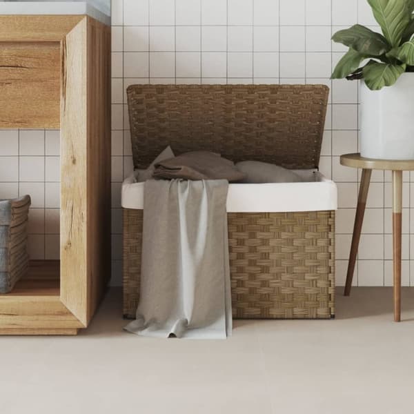 vidaXL Tvättkorg med lock 55,5x35x34 cm konstrotting