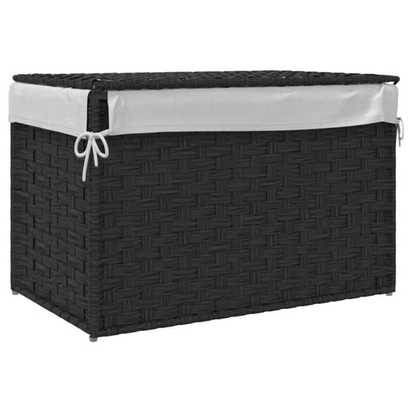 vidaXL Tvättkorg med lock svart 55,5x35x34 cm konstrotting