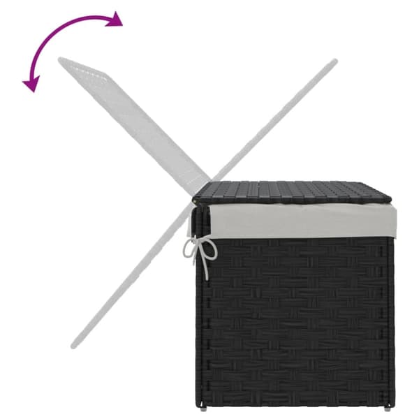 vidaXL Tvättkorg med lock svart 55,5x35x34 cm konstrotting