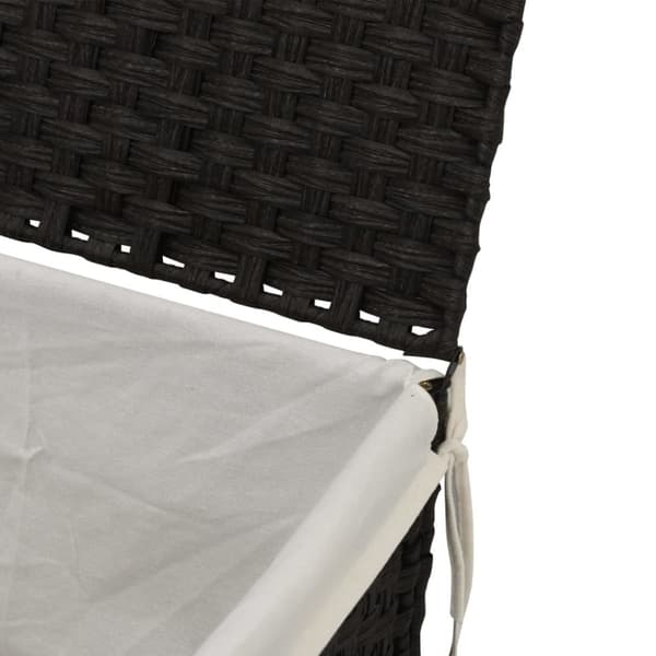 vidaXL Tvättkorg med lock svart 55,5x35x34 cm konstrotting