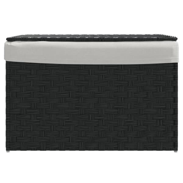 vidaXL Tvättkorg med lock svart 55,5x35x34 cm konstrotting