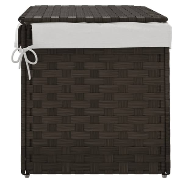 vidaXL vasketøjskurv med låg 55,5x35x34 cm polyrattan mørkebrun