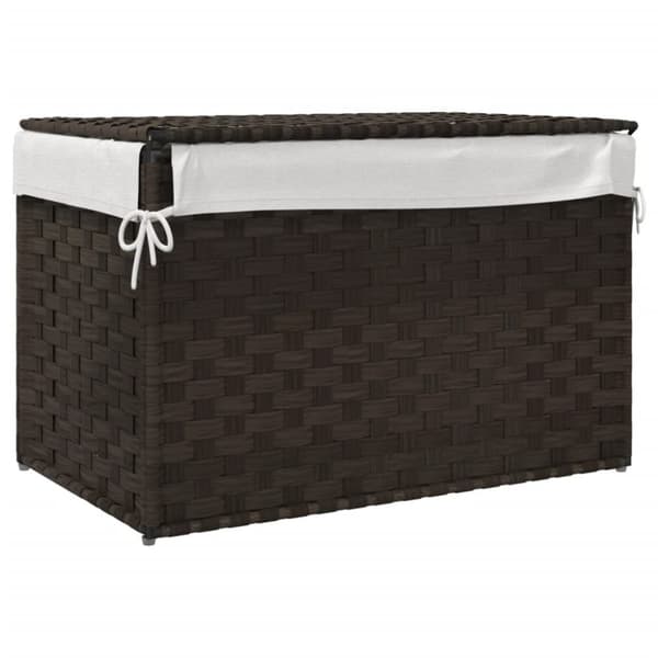 vidaXL vasketøjskurv med låg 55,5x35x34 cm polyrattan mørkebrun