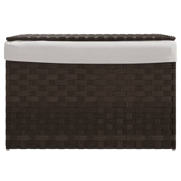 vidaXL vasketøjskurv med låg 55,5x35x34 cm polyrattan mørkebrun