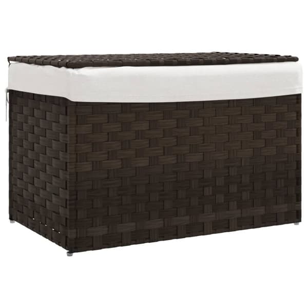 vidaXL Tvättkorg med lock mörkbrun 55,5x35x34 cm konstrotting