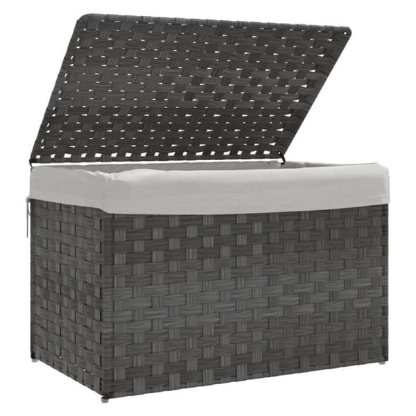 vidaXL Tvättkorg med lock grå 55,5x35x34 cm konstrotting