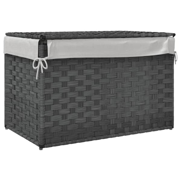 vidaXL Tvättkorg med lock grå 55,5x35x34 cm konstrotting