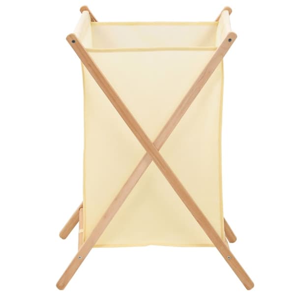 vasketøjskurv cedertræ og stof beige 42 x 41 x 64 cm