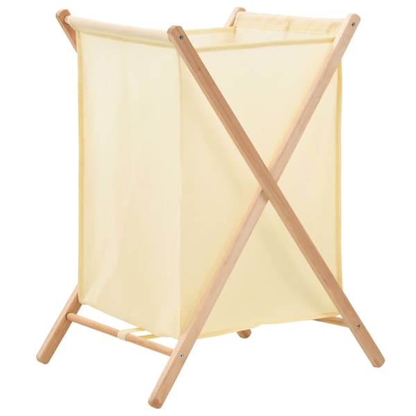 vasketøjskurv cedertræ og stof beige 42 x 41 x 64 cm