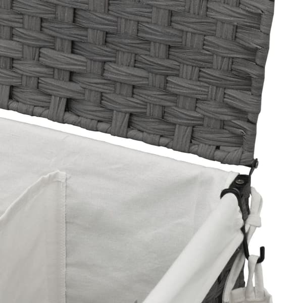 vasketøjskurv med hjul 60x35x60,5 cm rattan grå