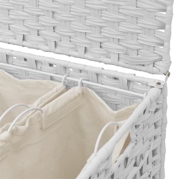 vasketøjskurv med hjul 66x35x60 cm rattan hvid