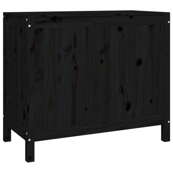 Tvättkorg svart 88,5x44x76 cm massiv furu