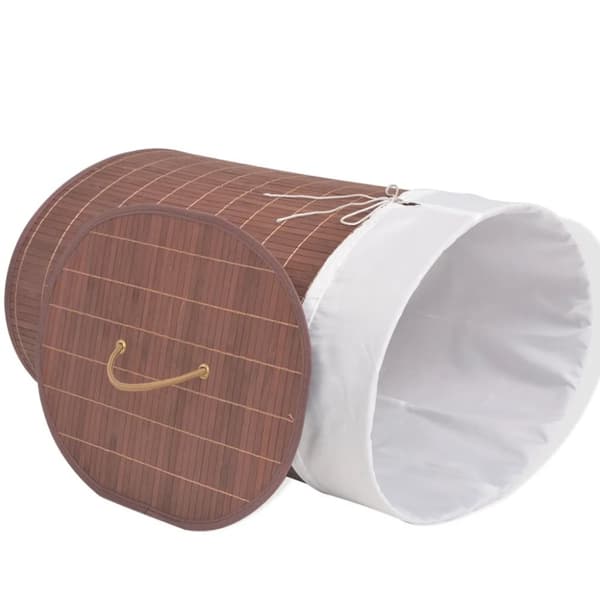 vasketøjskurv bambus oval brun