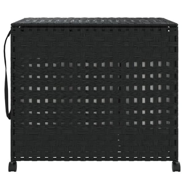vasketøjskurv med hjul 66x35x60 cm rattan sort