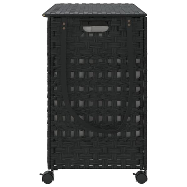 vasketøjskurv med hjul 66x35x60 cm rattan sort