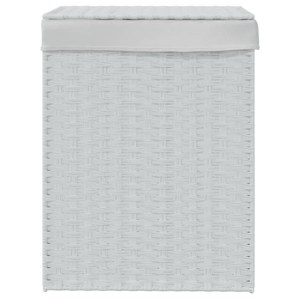 vasketøjskurv med låg 46x33x60 cm polyrattan hvid