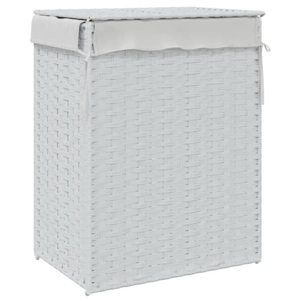 vasketøjskurv med låg 46x33x60 cm polyrattan hvid