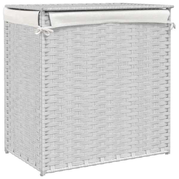 Tvättkorg med 2 sektioner vit 53x35x57 cm konstrotting