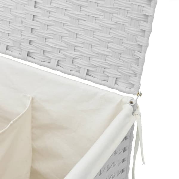 Tvättkorg med 2 sektioner vit 53x35x57 cm konstrotting