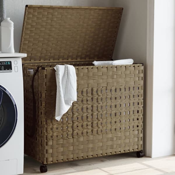 vasketøjskurv med hjul 66x35x60 cm rattan