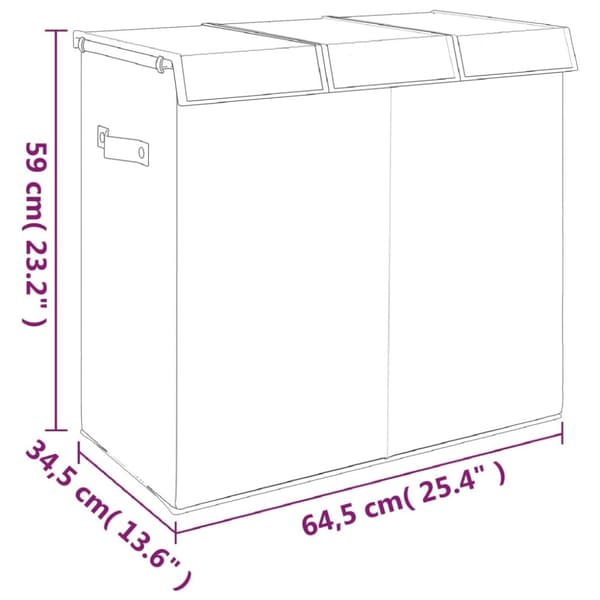 foldbar vasketøjskurv 64,5x34,5x59 cm kunstigt linned grå