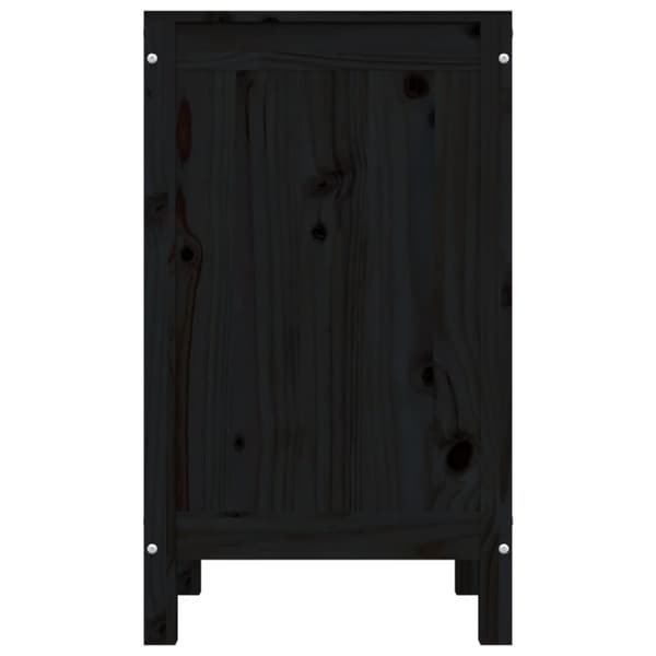 Tvättkorg svart 44x44x76 cm massiv furu