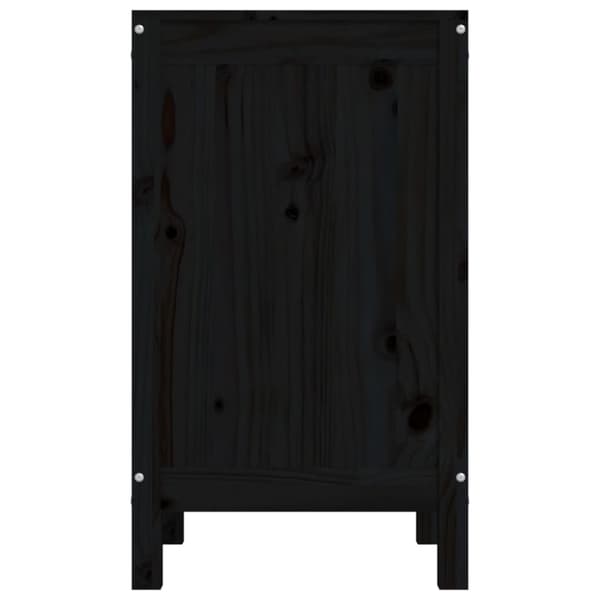 Tvättkorg svart 44x44x76 cm massiv furu