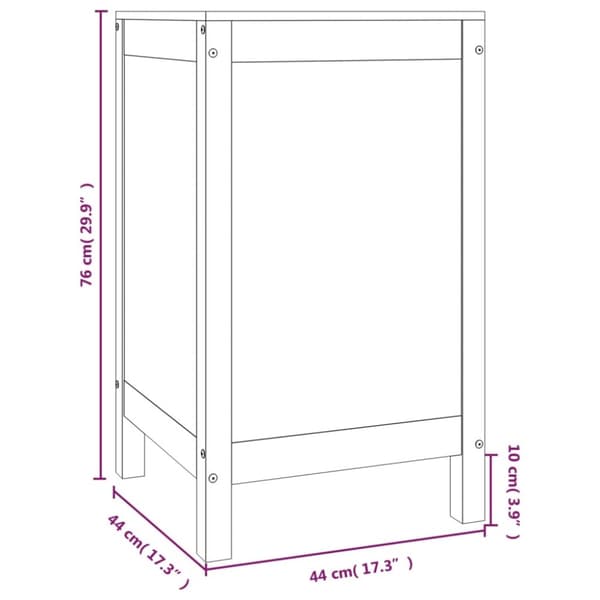 Tvättkorg svart 44x44x76 cm massiv furu