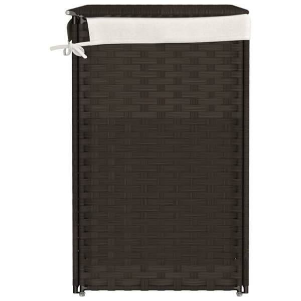 vasketøjskurv med 2 sektioner 53x35x57 cm polyrattan mørkebrun