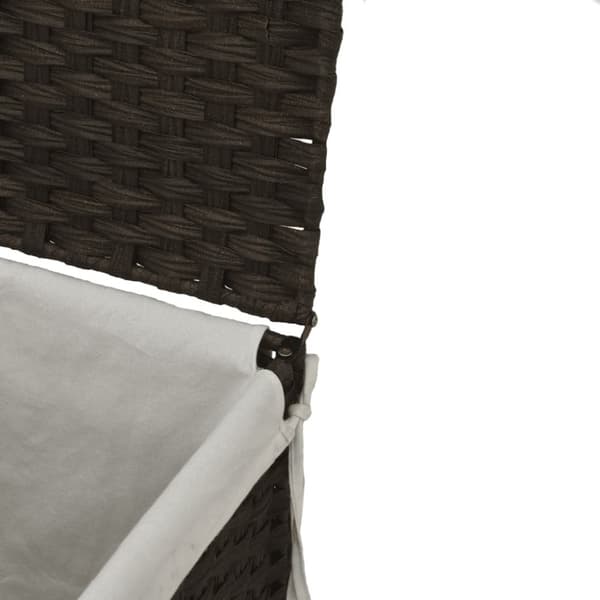 vasketøjskurv med 2 sektioner 53x35x57 cm polyrattan mørkebrun
