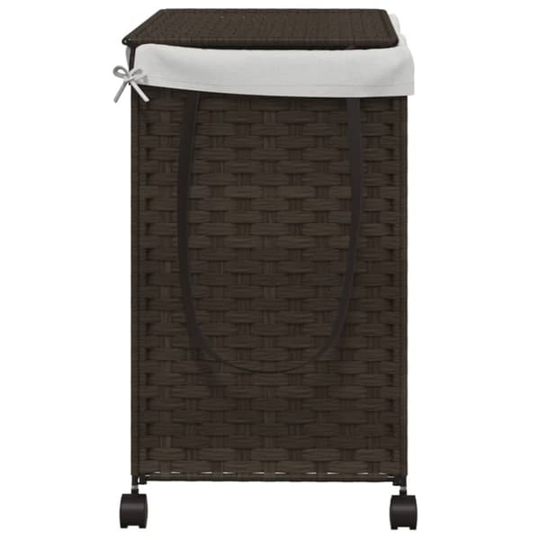 vasketøjskurv med hjul 60x35x60,5 cm rattan mørkebrun