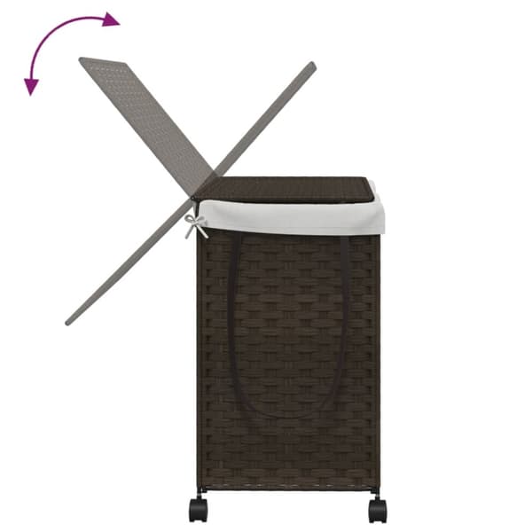 vasketøjskurv med hjul 60x35x60,5 cm rattan mørkebrun