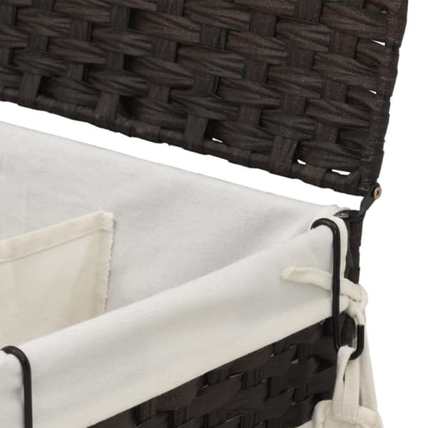 vasketøjskurv med hjul 60x35x60,5 cm rattan mørkebrun