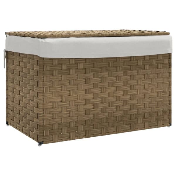 vasketøjskurv med låg 55,5x35x34 cm polyrattan