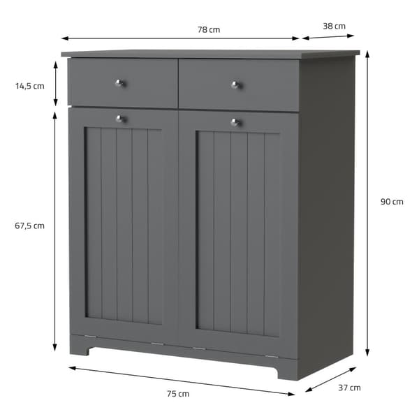 Pyykkikaappi 75x37x90 cm Harmaa ML-Design