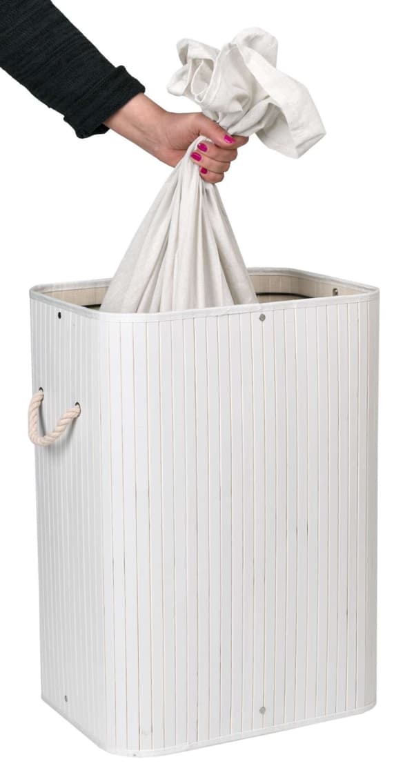Bambuskurv med låg 80L, 1 rum, hvid