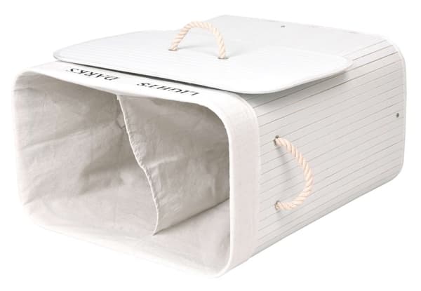 Bambukori kannella 100L, 2 lokeroa, valkoinen