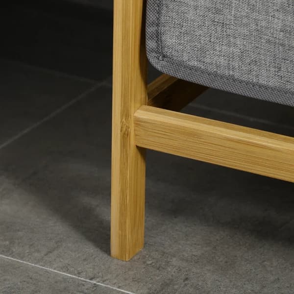 Rootz Bamboo Vasketøjskurv - Vasketøjskurv med hylde - Udtræksposer til soveværelse - Badeværelse - Vaskerum - Grå - 64 x 33 x 73 cm