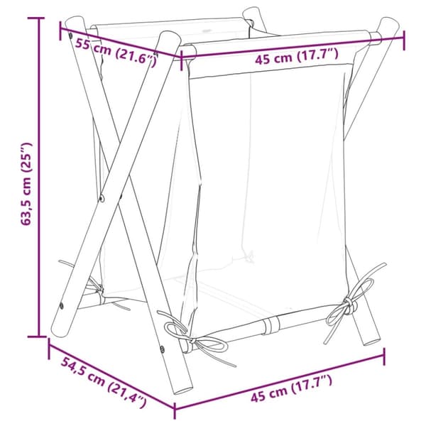 vidaXL Skittentøyskurv kremhvit 45x55x63,5 cm bambus