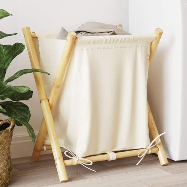 vidaXL Skittentøyskurv kremhvit 45x55x63,5 cm bambus