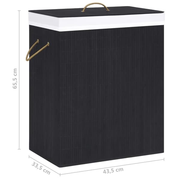 vidaXL Bambu pyykkikori 1 osio musta 83 l -  Pyykkikorit