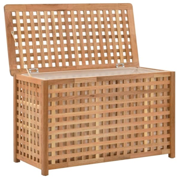 vidaXL vasketøjskurv 77,5 x 37,5 x 46,5 cm massivt valnøddetræ -  Vasketøjskurve