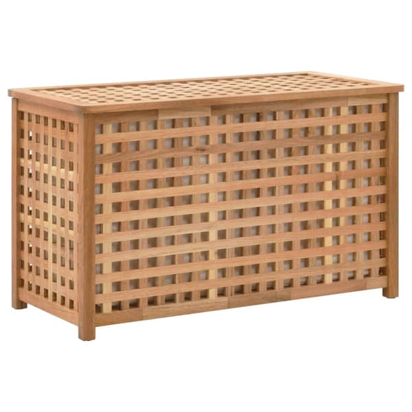 vidaXL vasketøjskurv 77,5 x 37,5 x 46,5 cm massivt valnøddetræ -  Vasketøjskurve