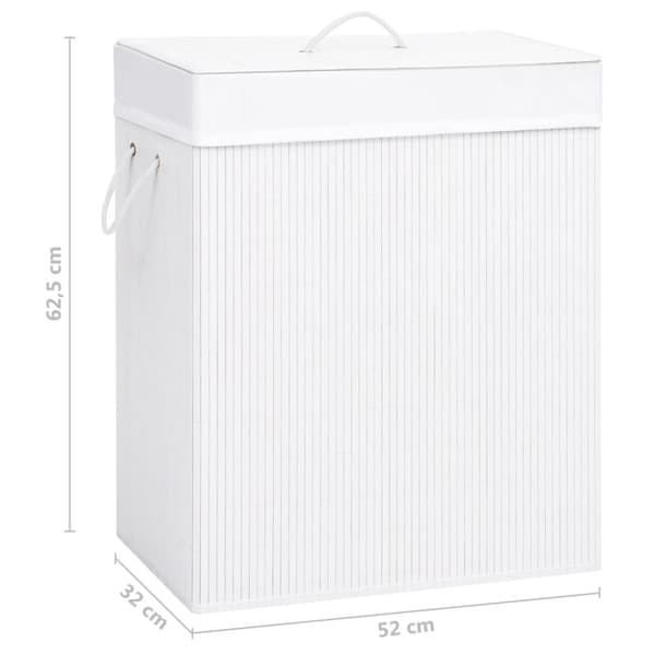 vidaXL Tvättkorg bambu med 2 sektioner vit 100 L -  Tvättkorgar