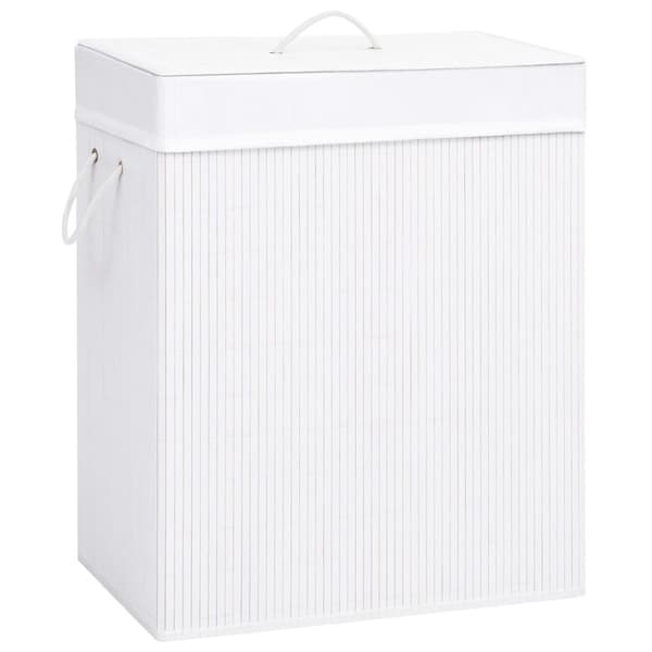 vidaXL Tvättkorg bambu med 2 sektioner vit 100 L -  Tvättkorgar